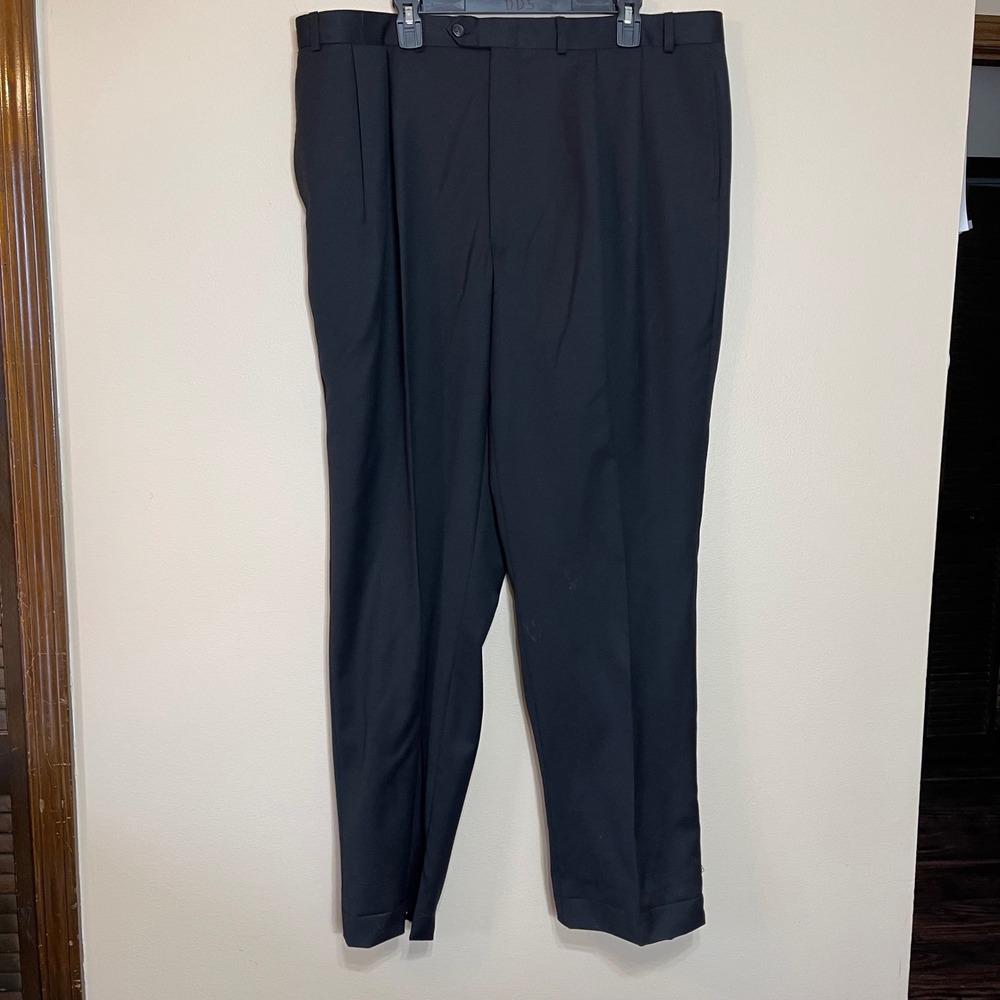 Lauren Ralph Lauren Men's Black Pleated Wool Dress Pants Size 42W 33L